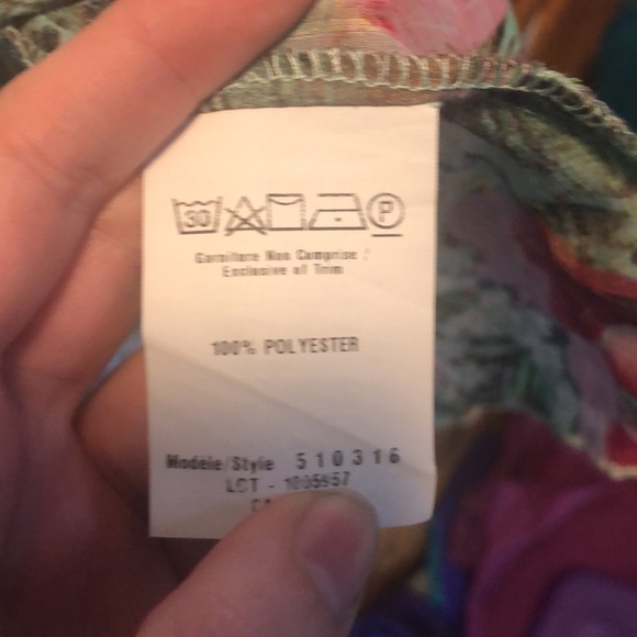 Cartise asymmetrical hi-lo chiffon floral blouse green and pink - Picture 4 of 6